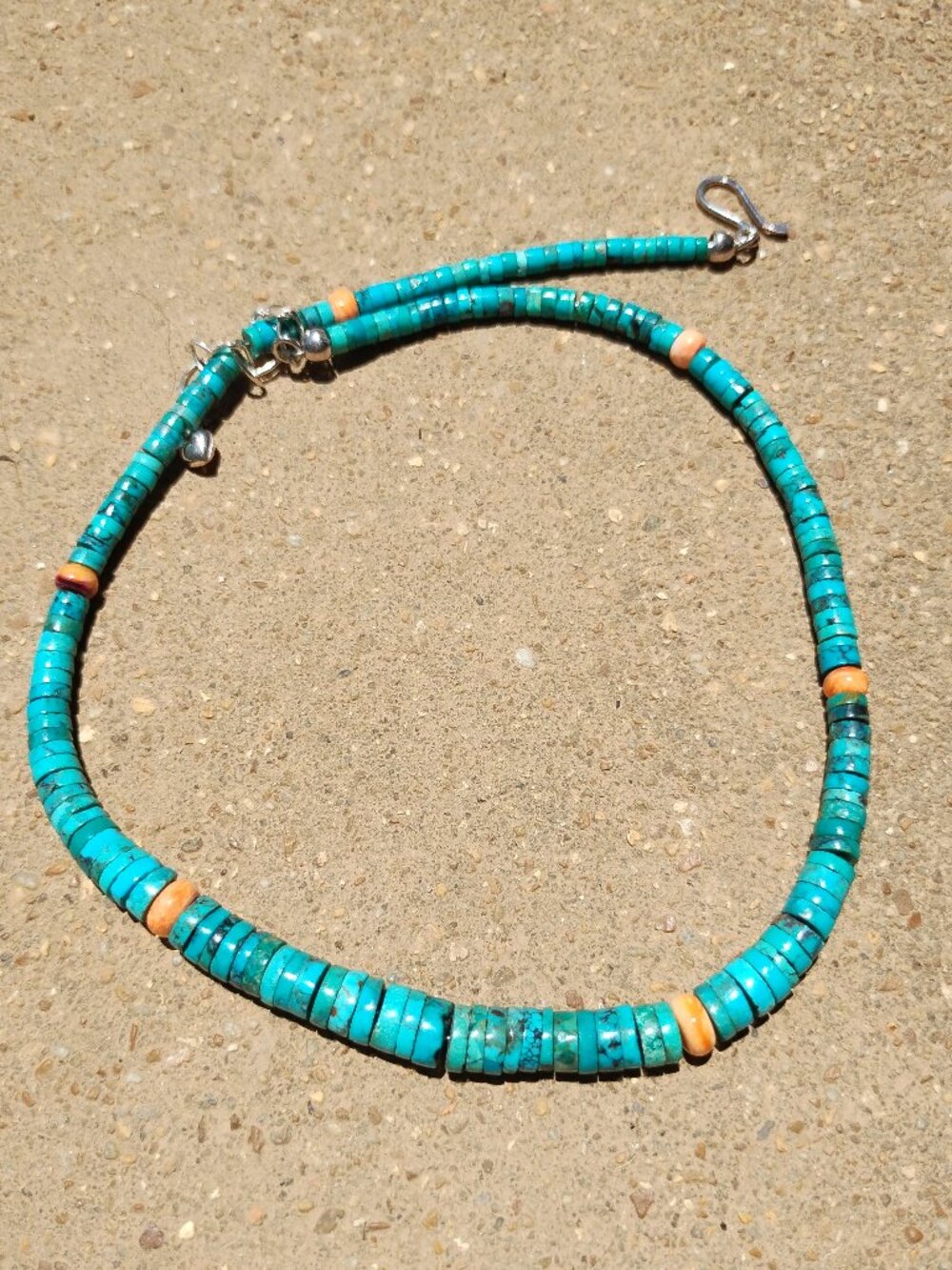 Jay King DTR Turquoise and spiny oyster necklace 925 Sterling Silver Southwester - Picture 9 of 12